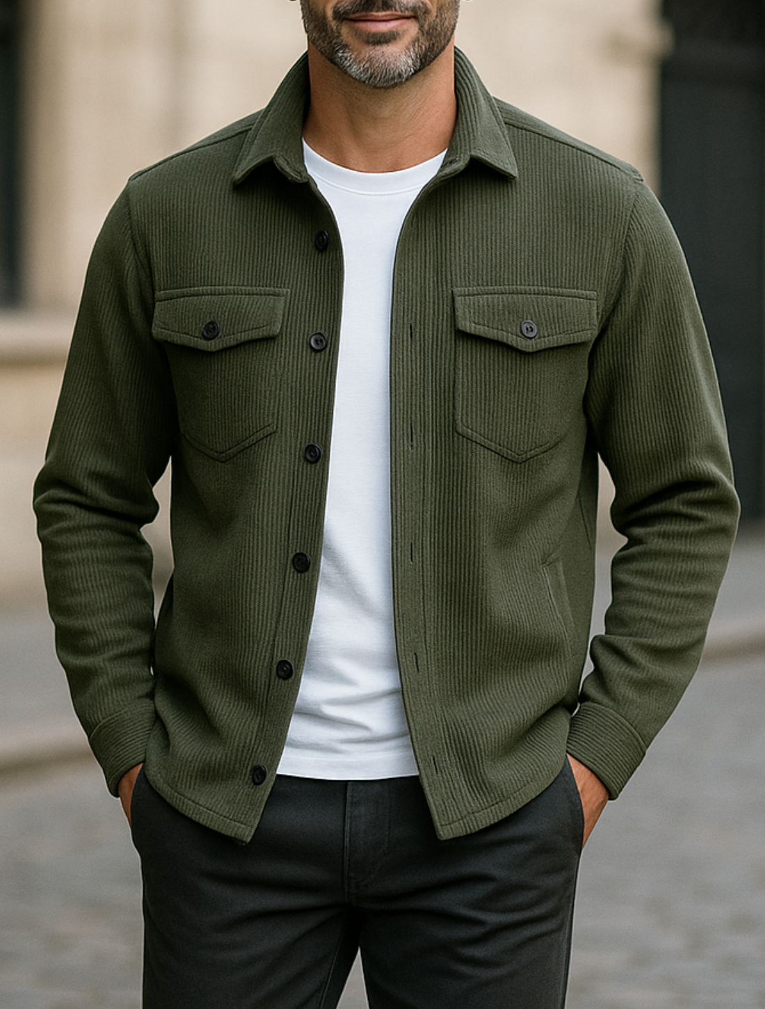 Heren Corduroy Jas, Staande Kraag Knoop-Op Casual Herfst Dagelijkse Effen Kleur Jas | VIQA VIQA© NEDERLAND