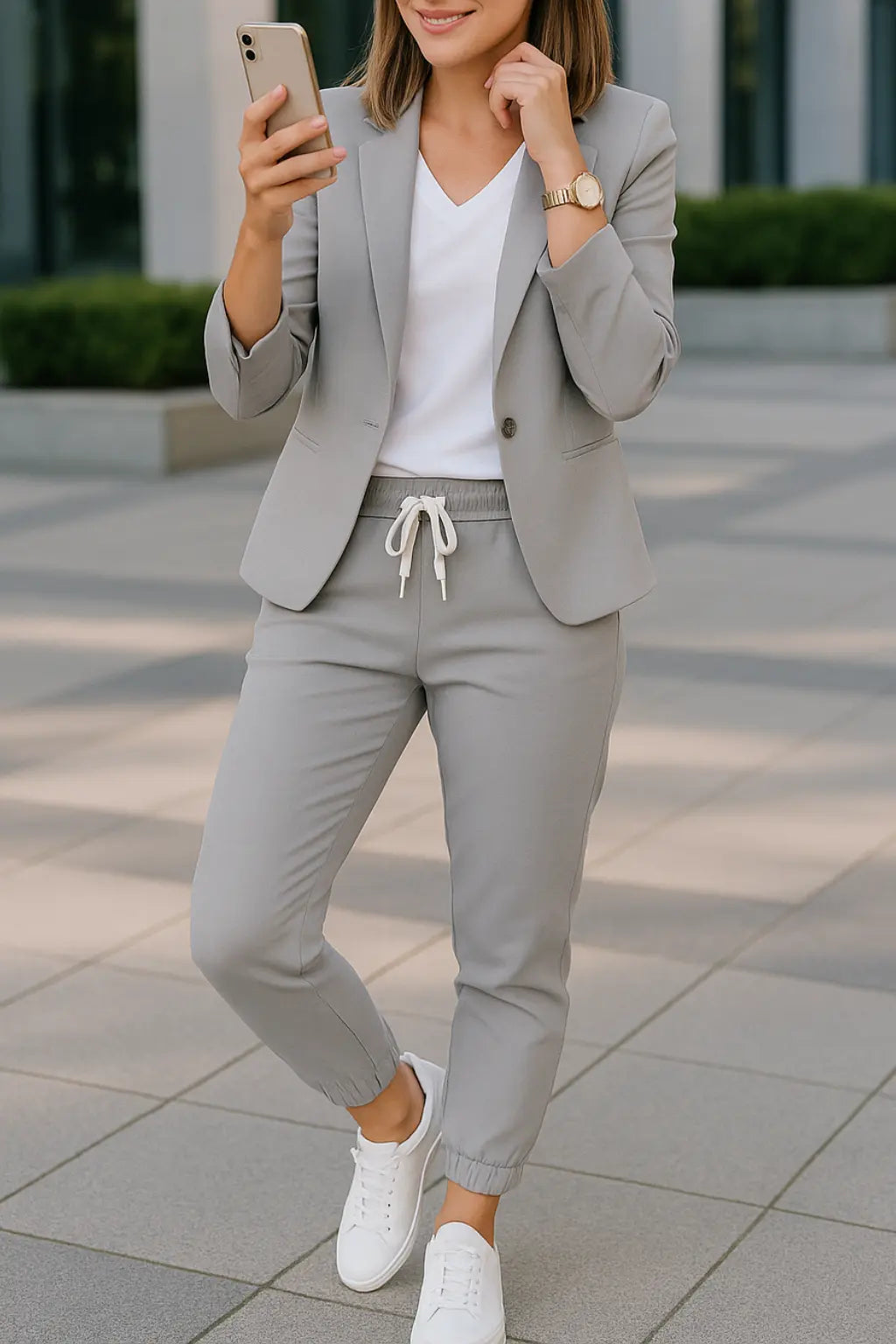 Dames Kostuum Set, Elegante Zomer Tweedelig Outfit, Casual Zakelijke Slijtage | VIQA VIQA© NEDERLANDGrijs / 2XL