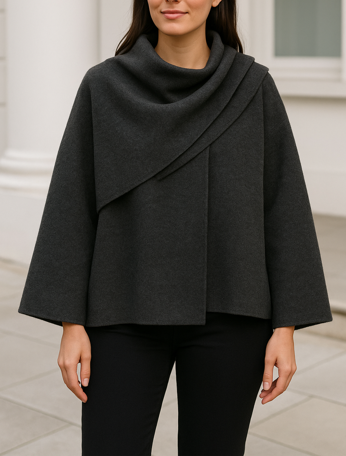 Elegante Dames Vest, Jas Met Lange Mouwen En Sjaal, Warm Herfst- En Winter Model Voor Woon-Werkverkeer | VIQA VIQA© NEDERLAND