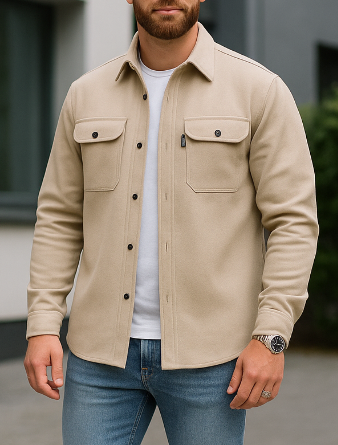 Casual Overhemdjasje Voor Heren, Enkelrijks Jasje Met Lange Mouwen En Revers, Gerfst, Winter Bovenkleding | VIQA VIQA© NEDERLAND