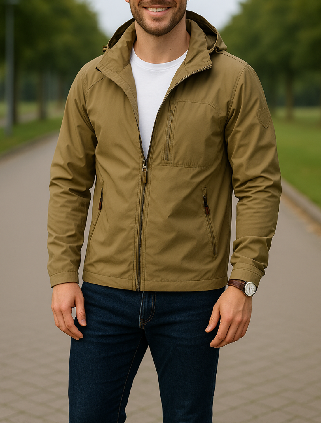 Heren Windjack, Lchtgewicht Lange Jas Met Flip Kraag En Zakken | VIQA VIQA© NEDERLAND