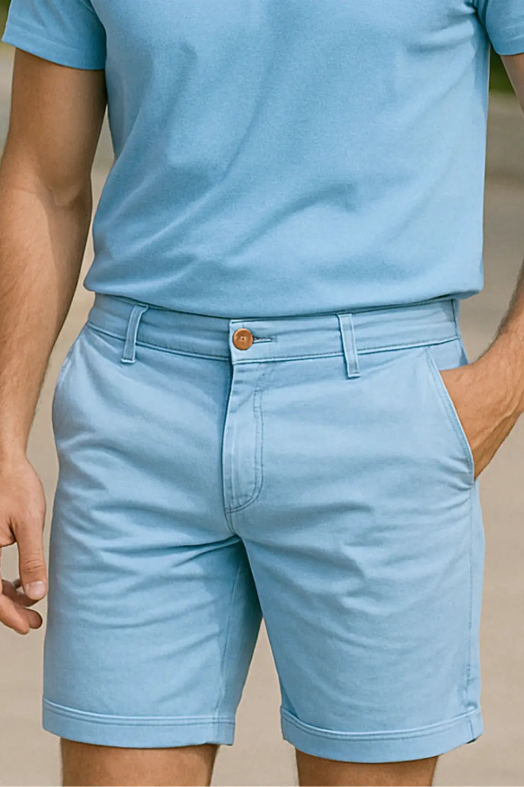 Heren Katoenen Shorts, Elastische Taille Korte Broek, Casual Hoge Kwaliteit Zomer Kleding | VIQA VIQA© NEDERLANDLichtblauw / 2XL