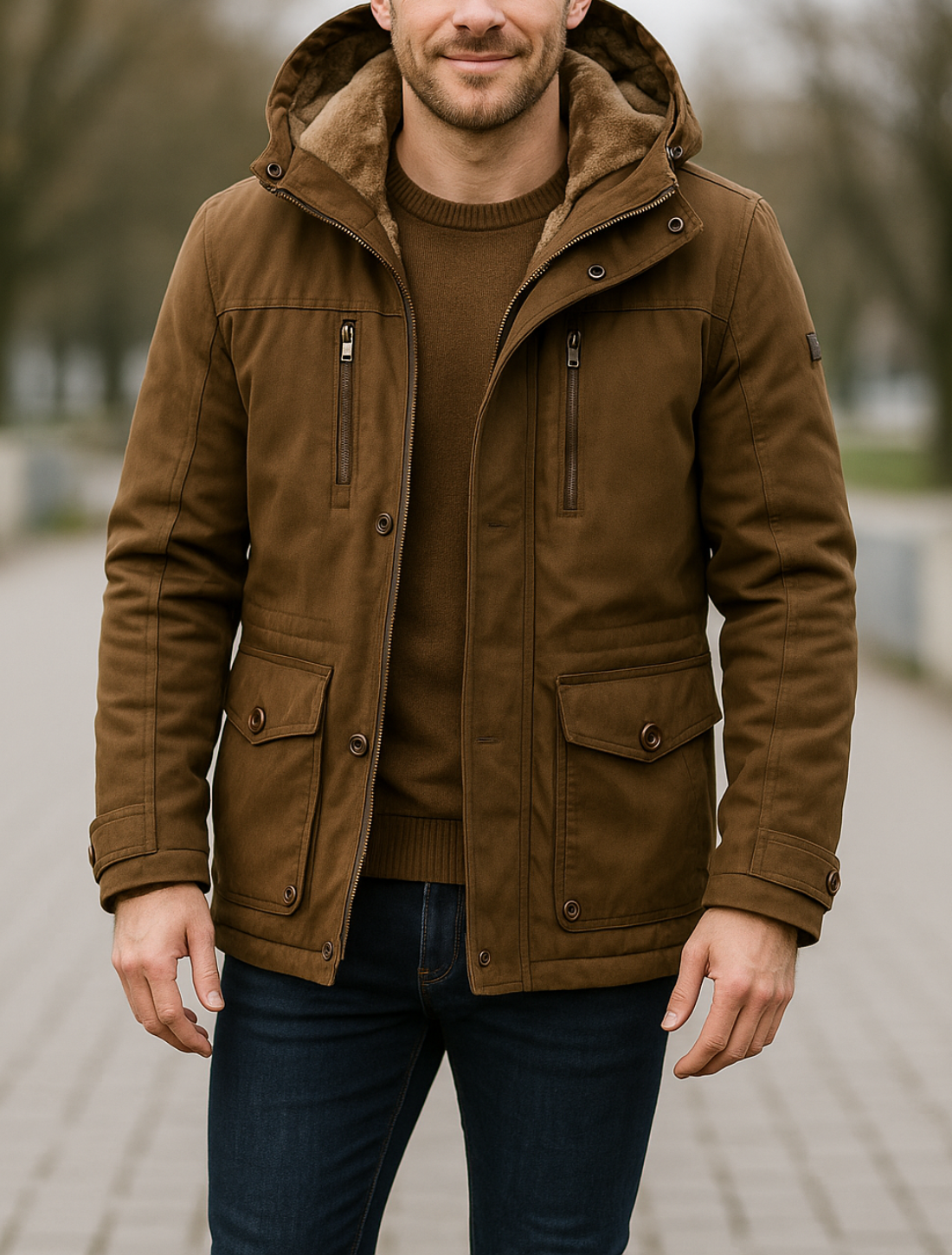 Gewatteerde Herenjas, Halflange Fleece Gevoerde Winterjas, Dikke Warme Bovenkleding | VIQA VIQA© NEDERLAND