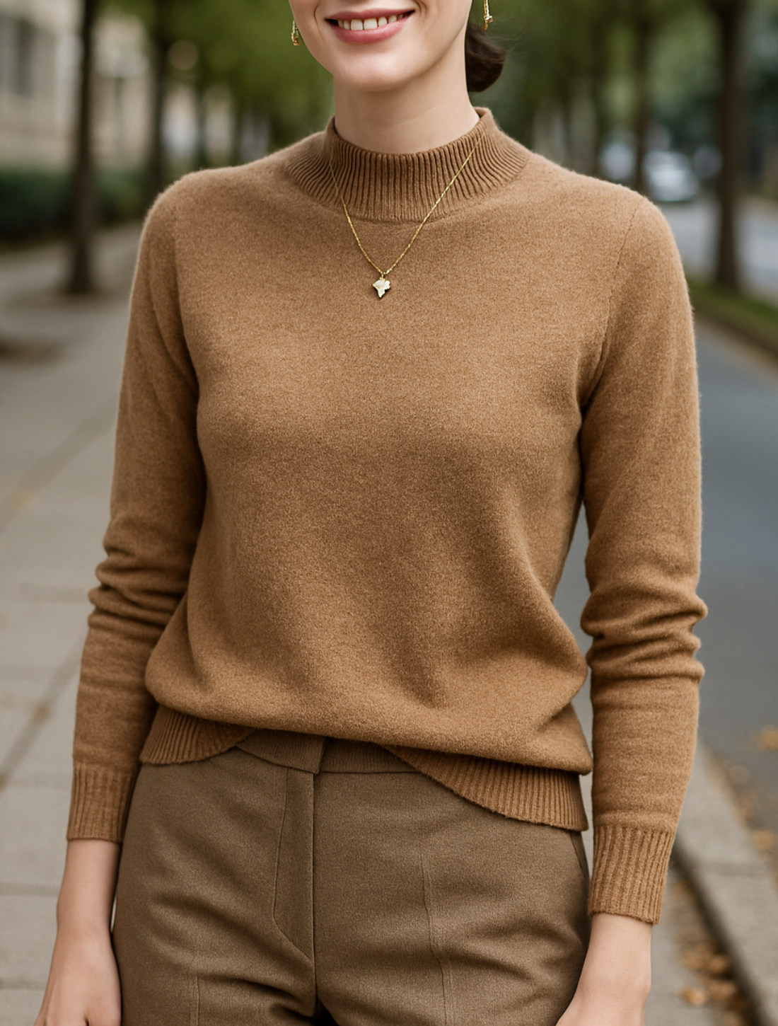 Naadloze Wollen Trui Voor Dames, Halve Col Lange Mouwen Gebreide Pullover Top | VIQA VIQA© NEDERLAND