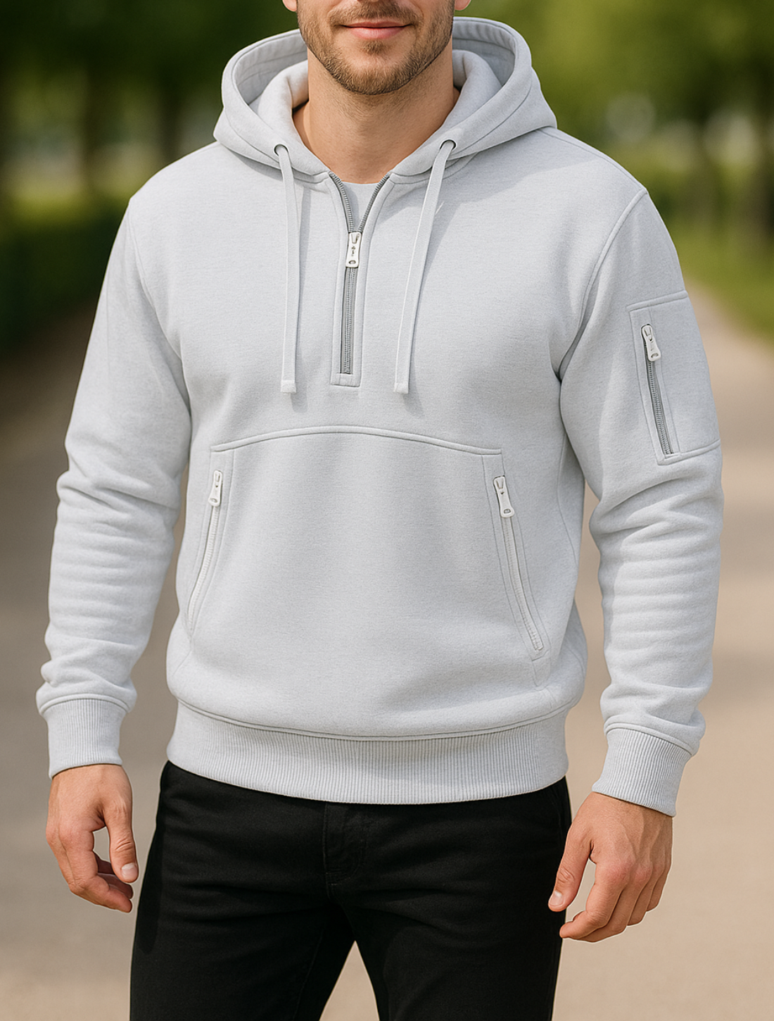 Heren Streetwear Hoodie, Staande Kraag Rits Pullover Lange Mouwen Sweatshirt Herfst Winter | VIQA VIQA© NEDERLAND