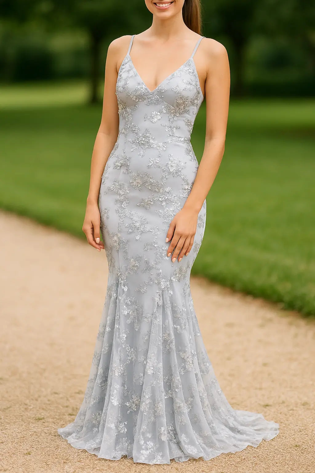 Dames Bodycon Maxi Jurk Met Lovertjes En Mazen, Sexy V-Hals Spaghettibandjes Rugloos Avondjurk | VIQA VIQA© NEDERLANDWit / XL