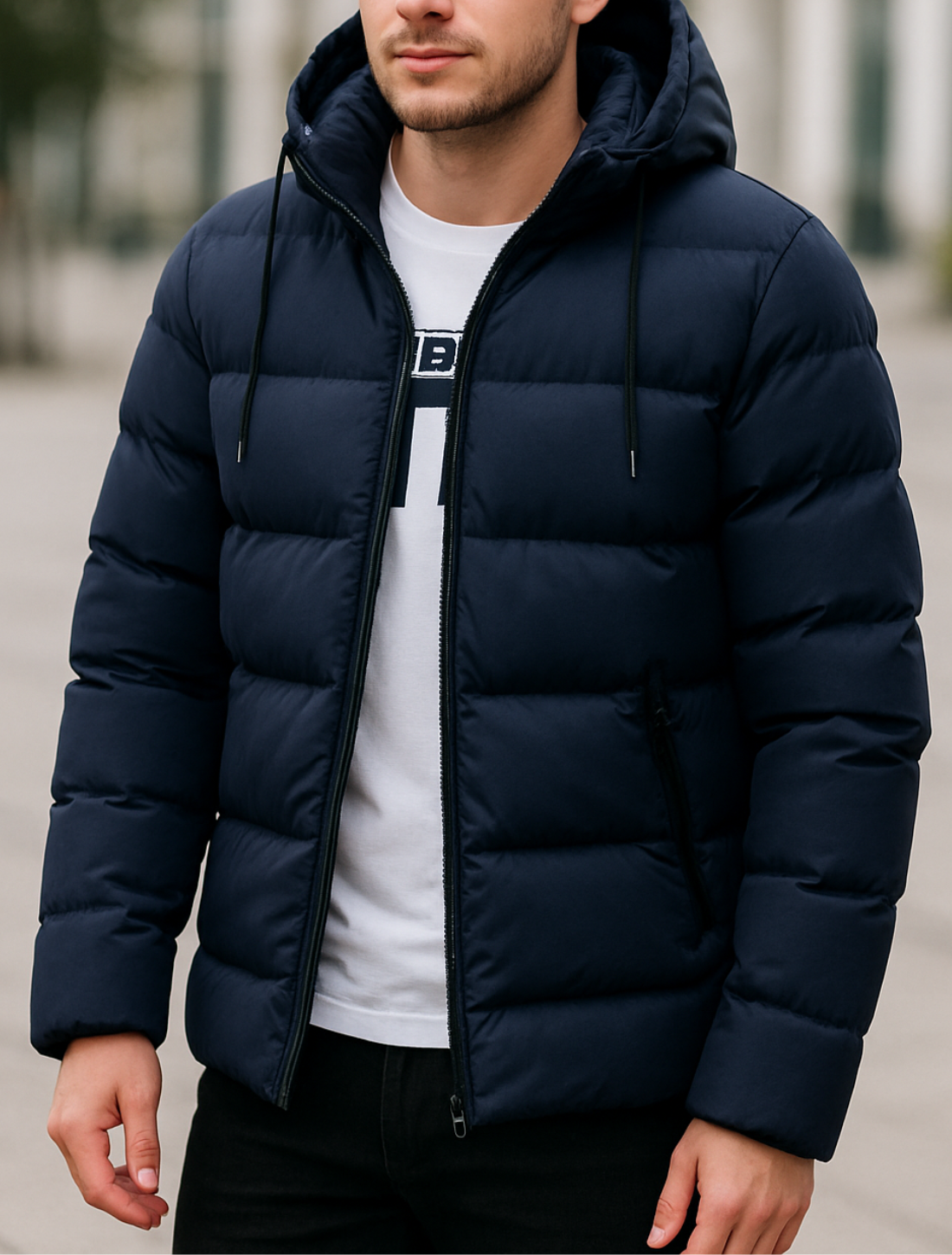 Heren Winterparka, Dikke Pufferjas met Capuchon, Casual Warme Outdoorjas | VIQA VIQA© NEDERLANDBlauw / 2XL