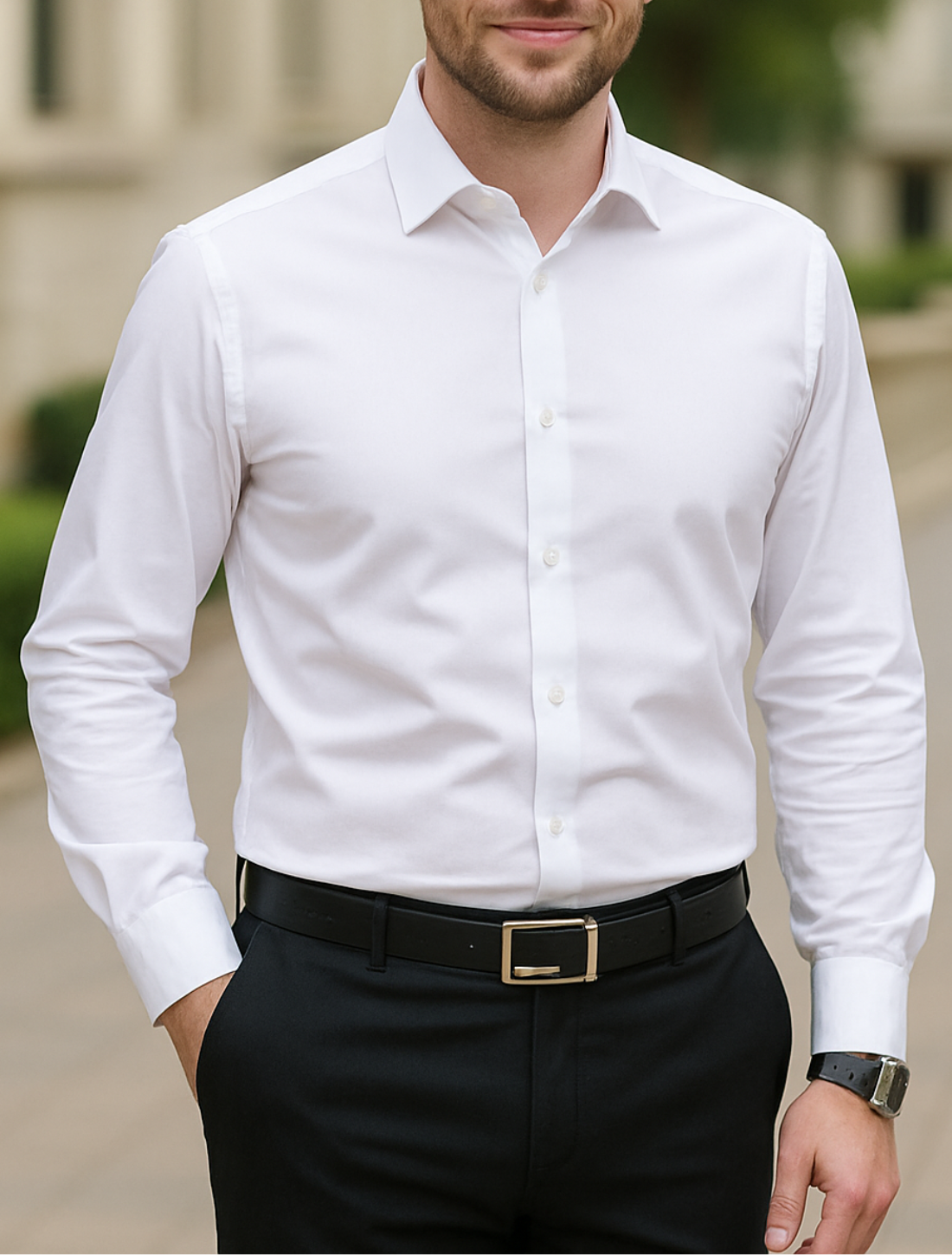 Heren Zakelijk Shirt, Effen Kleur Slim Pasvorm Lange Mouwen, Klassieke Casual Jurk Shirt | VIQA VIQA© NEDERLAND