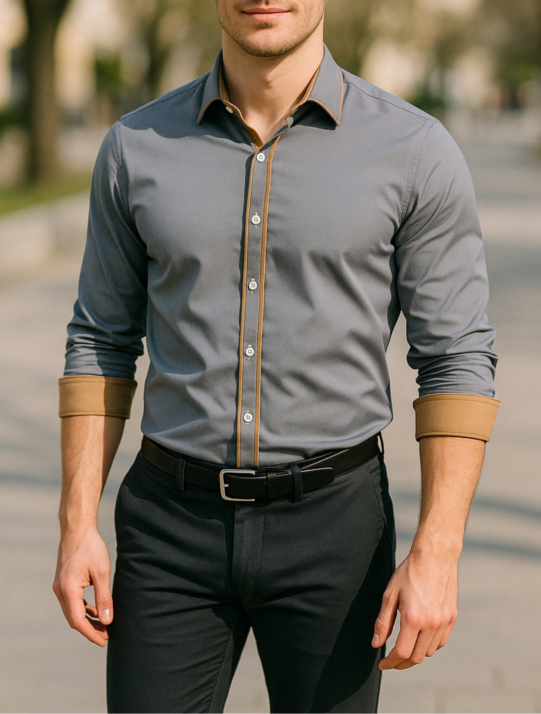 Herenoverhemd Met Knopen, Slim Pasvorm, Lange Mouwen, Casual, Bedrukt, Effen Kleur | VIQA VIQA© NEDERLAND