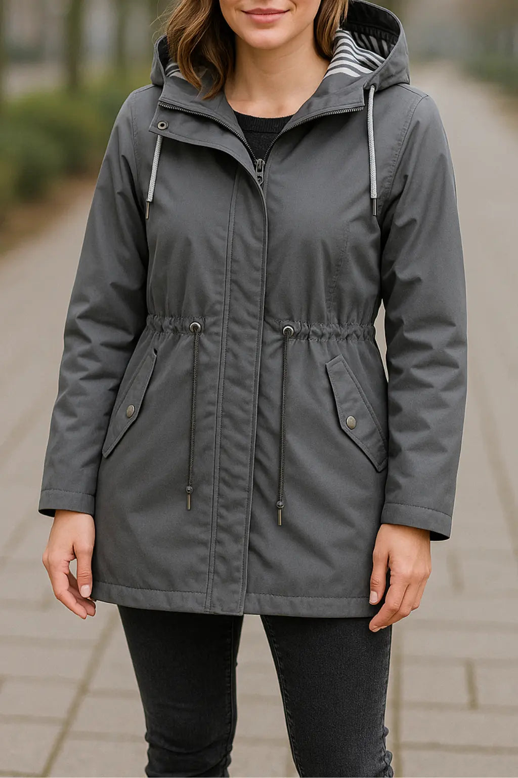 Waterdichte Regenjas Voor Dames, Lichtgewicht Trenchcoat Met Capuchon, Casual Outdoor Jas Voor Wandelingen | VIQA VIQA© NEDERLANDGrijs / 2XL