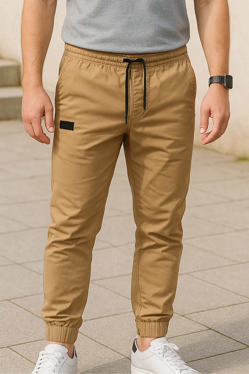 Cargobroek Voor Heren, Losse Rechte Joggingbroek Voor De Zomer, Effen Sportbroek | VIQA VIQA© NEDERLANDKaki / 2XL