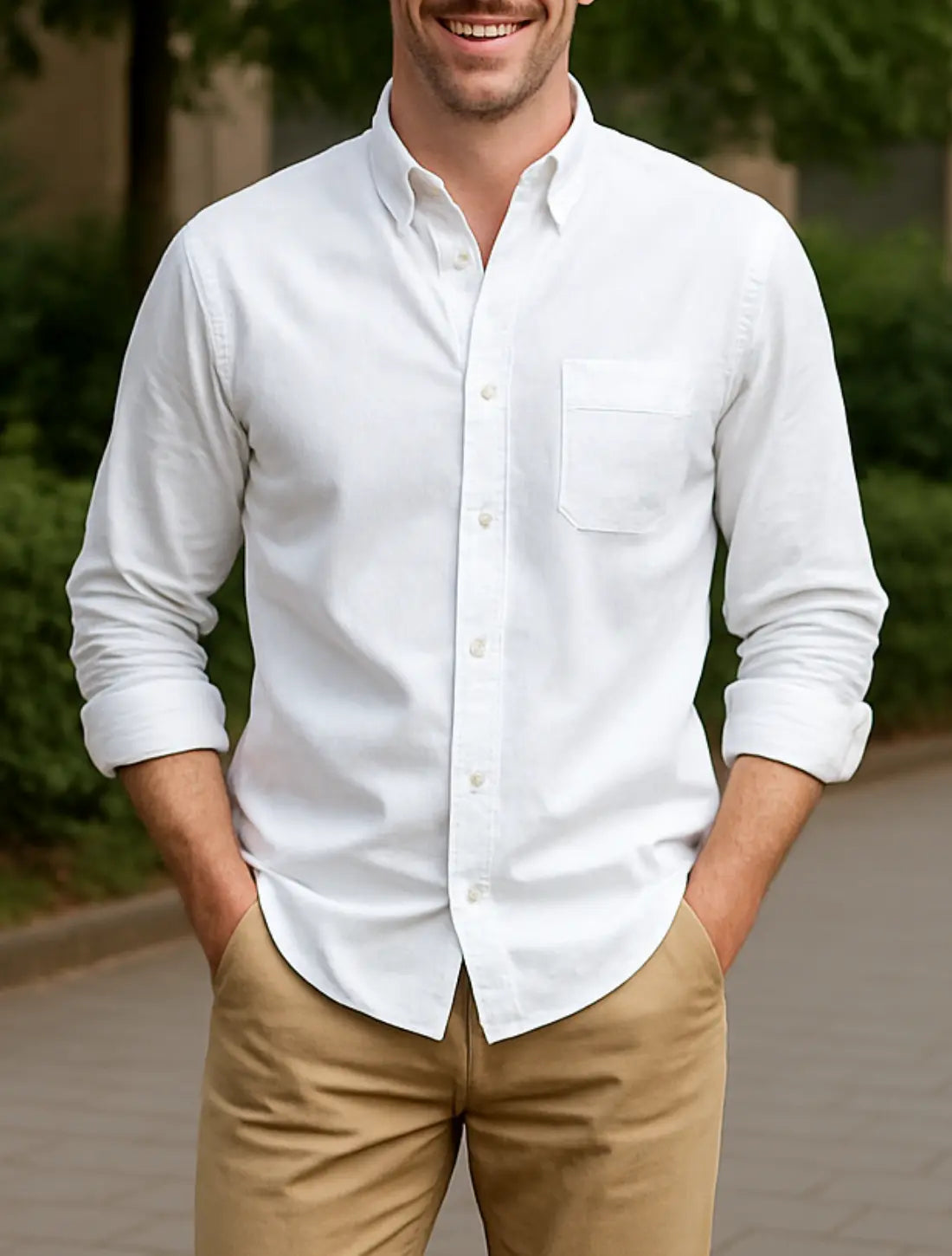 Zomerbroeken Voor Heren, ademende Losse Rechte Broeken, Effen Kleuren Casual Streetwear | VIQA VIQA© NEDERLANDWit / 2XL