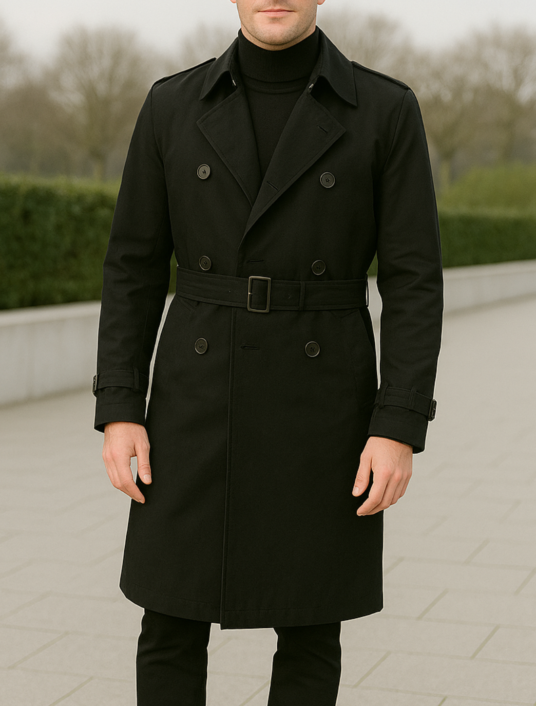 Heren Lange Trenchcoat, Klassieke Effen Kleur Windjack, Herfst Winter Streetwear | VIQA VIQA© NEDERLAND