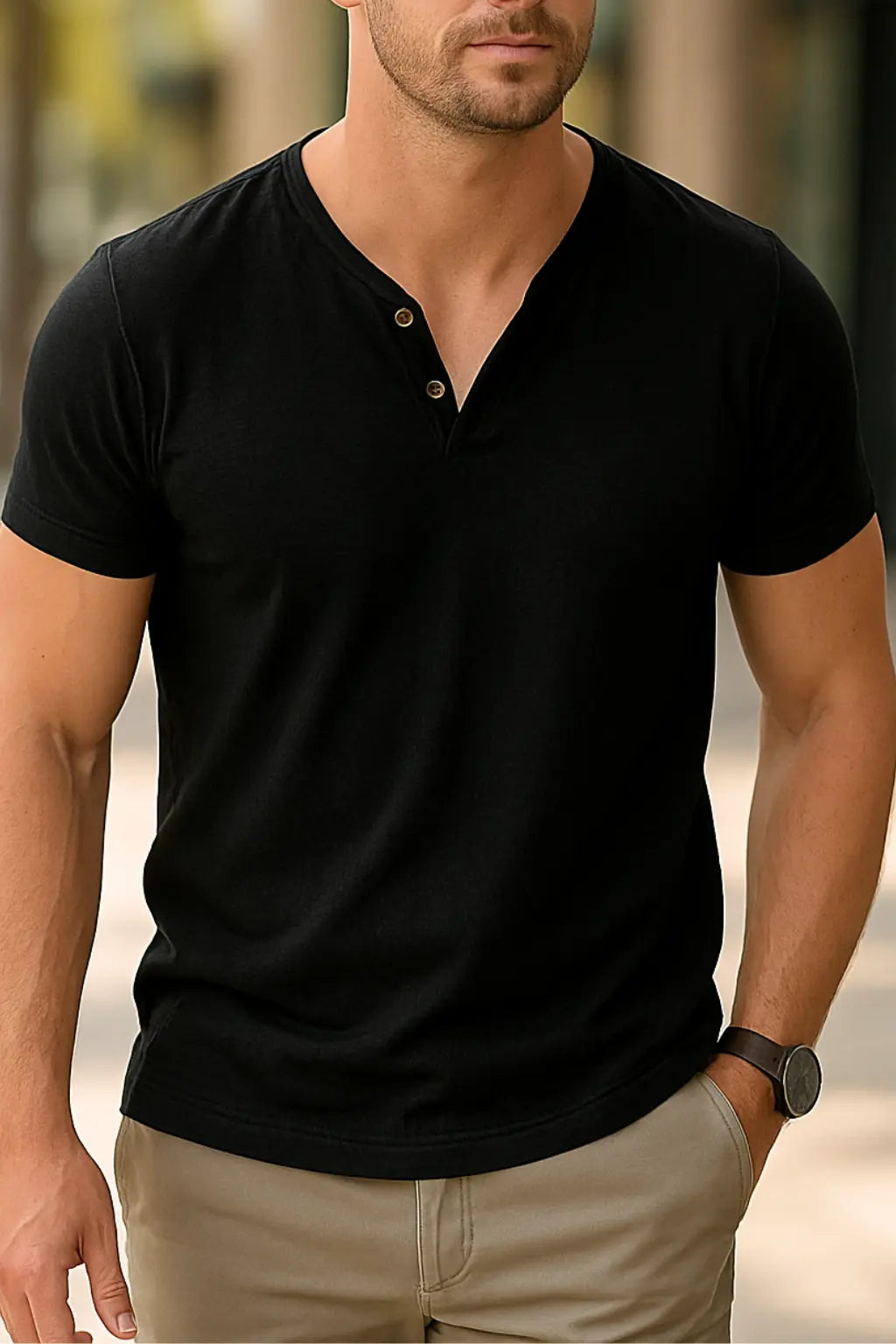 Slim Pasvorm T-Shirt Voor Heren, Effen Gekleurd Shirt Met Korte Mouwen, Casual Zomerpullover | VIQA VIQA© NEDERLANDZwart-2XL