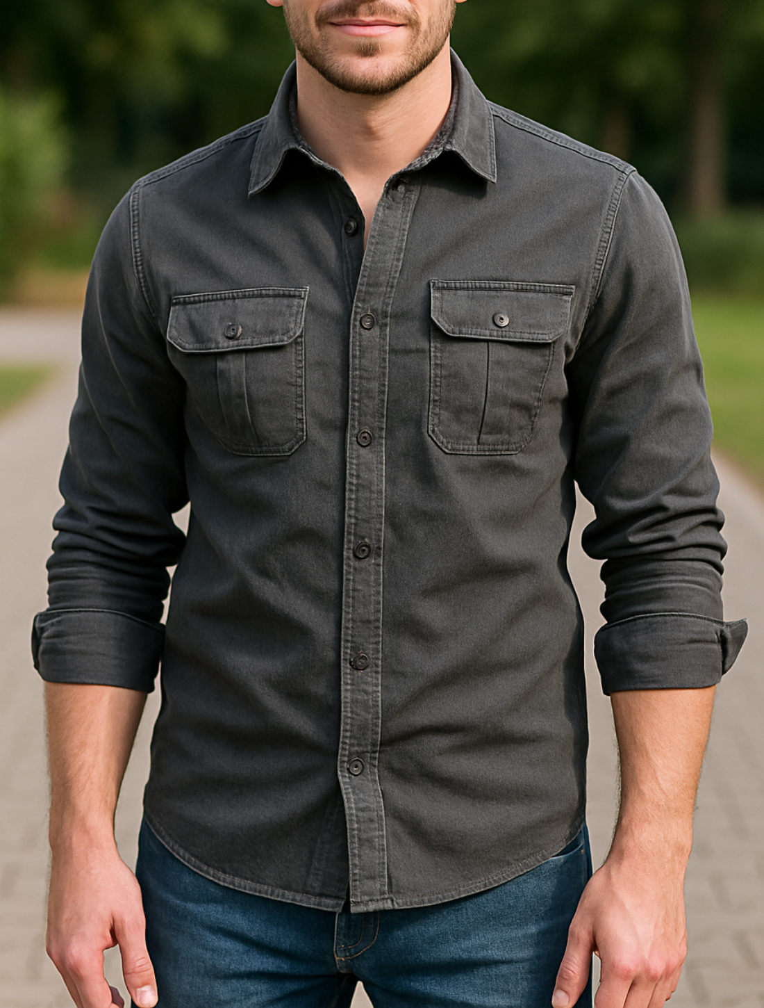 Heren Corduroy Overhemd, Enkelrijks Slim Pasvorm, Zakelijke Casual Effen Katoen Herfst En Winter Top | VIQA VIQA© NEDERLAND