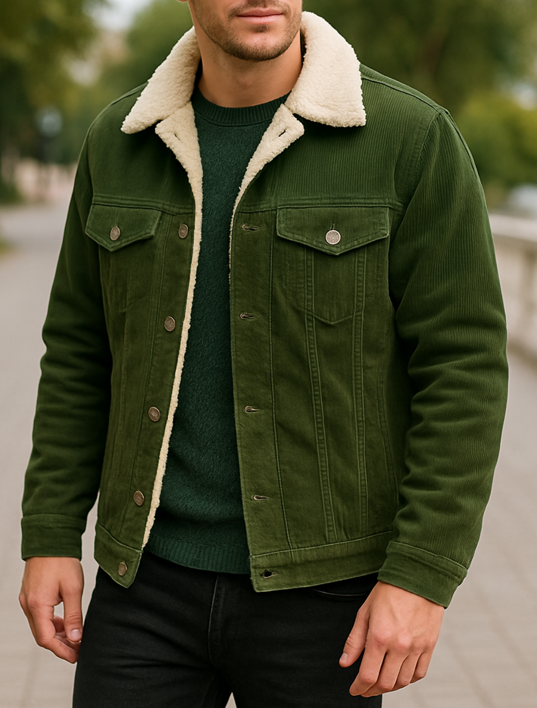 Heren Corduroy Jas, Sherpa Fleece Windjack, Dikke Warme Winterjas Met Meerdere Zakken | VIQA VIQA© NEDERLAND