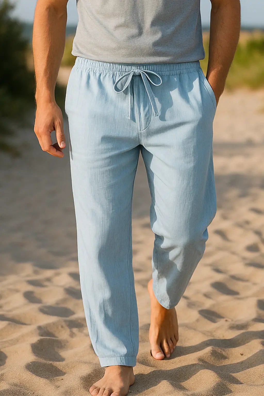 Heren Zomerbroek, Lichtgewicht Casual Broek Met Trekkoord En Rechte Pijpen | VIQA VIQA© NEDERLANDBlauw / 2XL