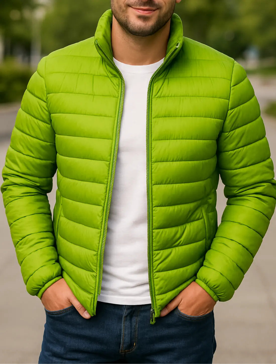 Heren Winter Puffer Jas, Dikke Gevoerde Donzen Jas, Warme Casual Windjack Met Kraag | VIQA VIQA© NEDERLANDGroen / 2XL