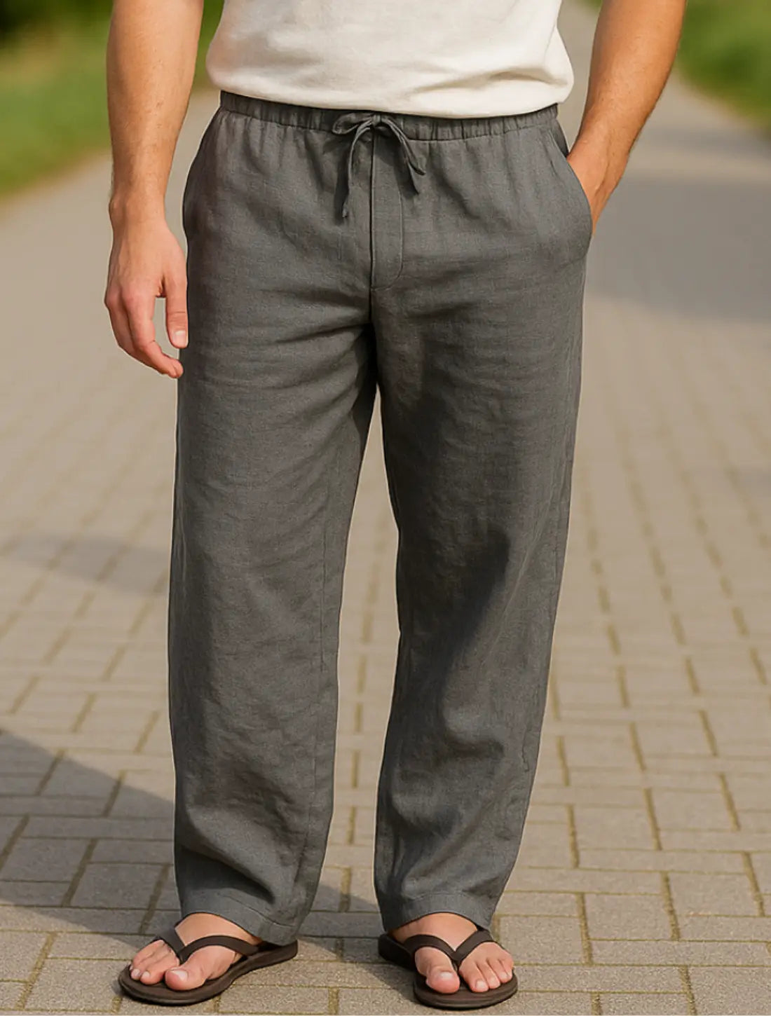 Heren Zomerbroek, Ademende Losse Rechte Broek, Casual Effen Kleur Streetwear | VIQA VIQA© NEDERLANDGrijs / 2XL