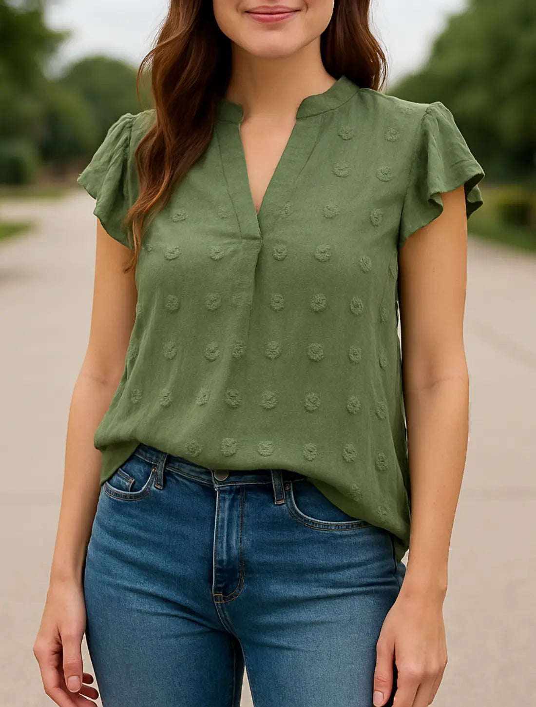 Dames Zomer Blouse, Effen Kleur Losse Pasvorm Shirt, Elegante Casual Top | VIQA VIQA© NEDERLANDGroen / 2XL