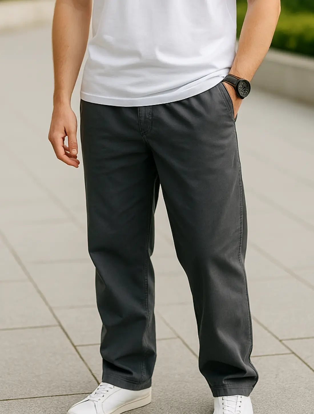 Heren Katoenen Cargo Broek, Zomer Lichtgewicht Werkkleding Joggers, Casual Los Fit Buiten Broek | VIQA VIQA© NEDERLANDGrijs-L