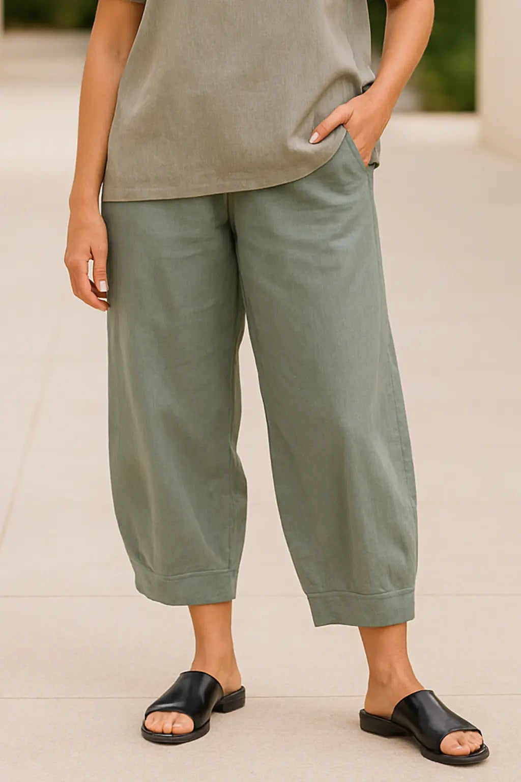 Broek Met Wijde Pijpen Voor Dames, Elastische Broek Met Hoge Taille, Zomerse Casual Broeken | VIQA VIQA© NEDERLANDGroen-2XL