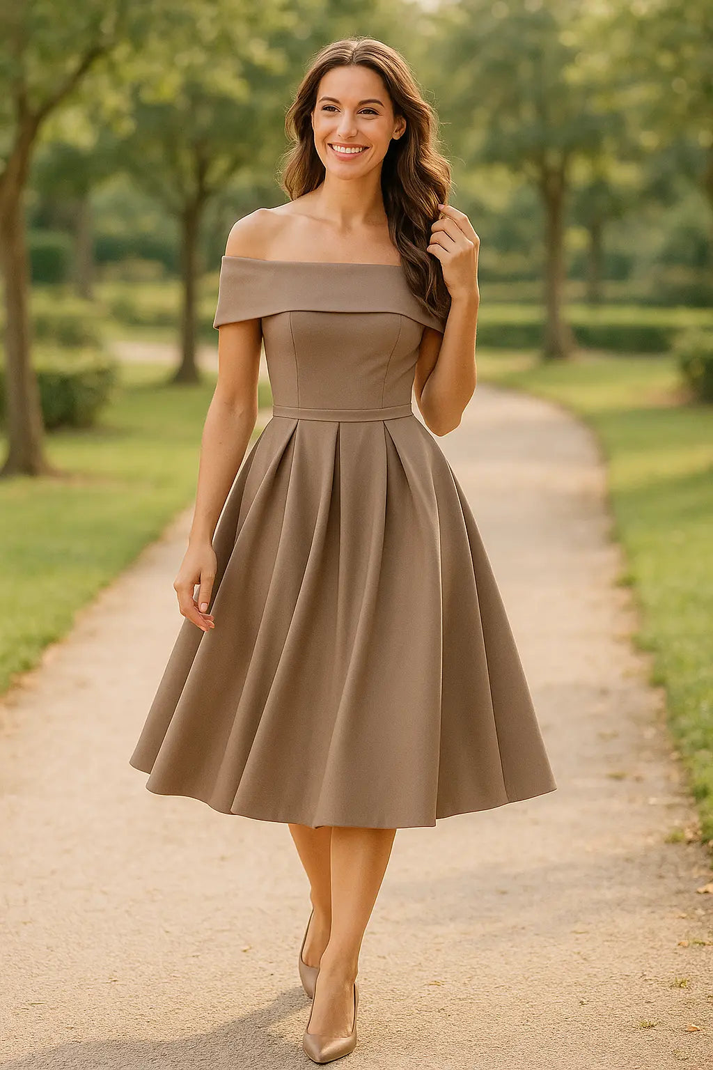 Dames Off-Shouder Satijn Gala Jurk, Maxi Jurk Met Zakken En Kant Op De Rug | VIQA VIQA© NEDERLAND