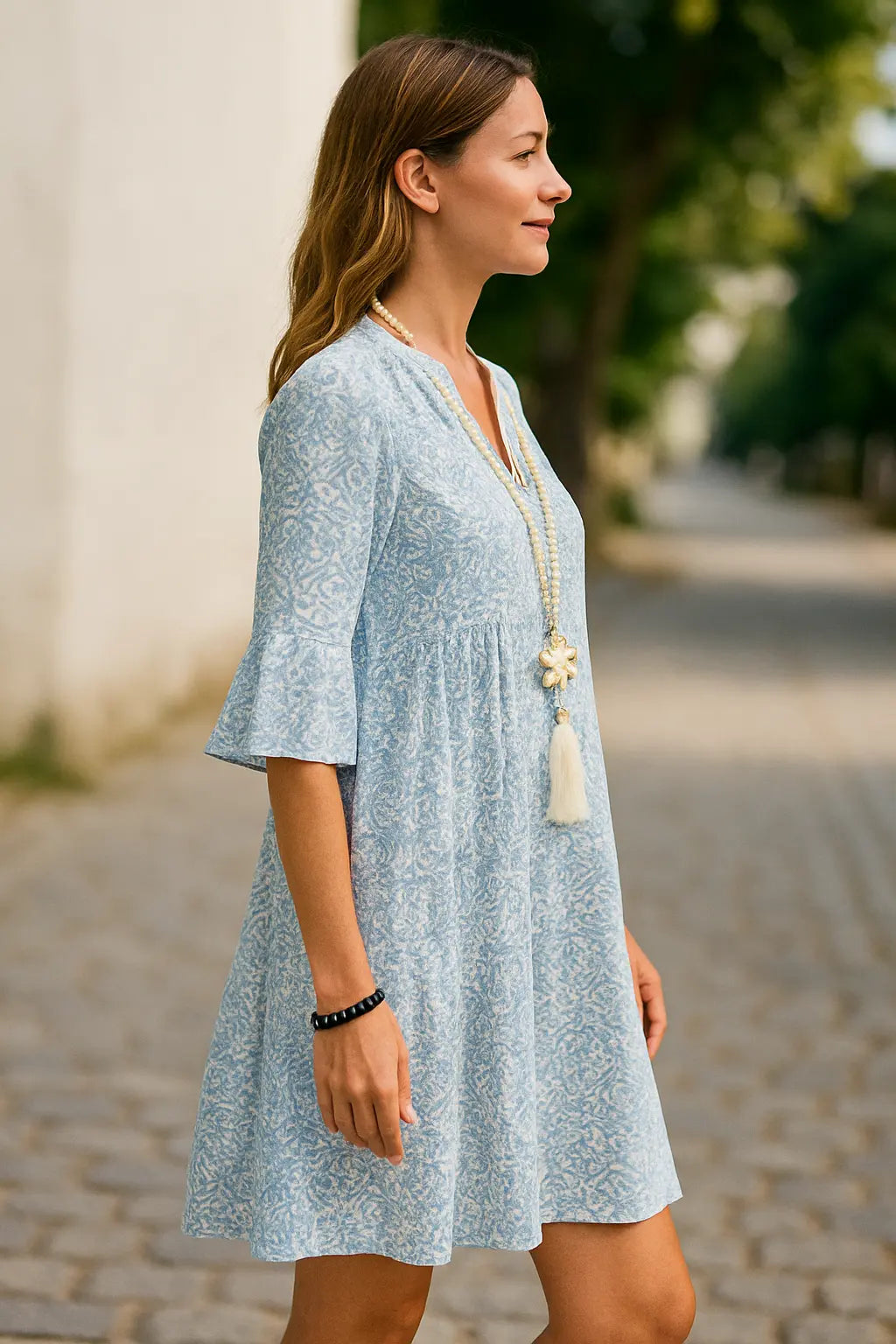 Dames Mini Zomerjurk, Print V-Hals Korte Mouwen Losse Casual Feest Trui | VIQA VIQA© NEDERLAND