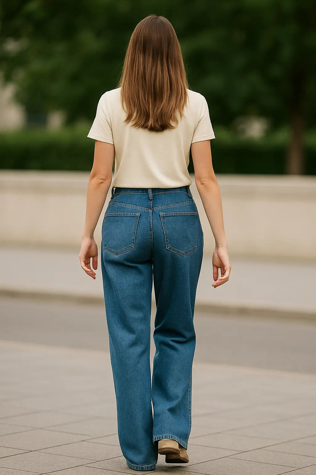 Dames Jeans Met Hoge Taille En Wijde Pijpen, Retro Losse Pasvorm Broek Met Afslank Eigenschappen | VIQA VIQA© NEDERLAND