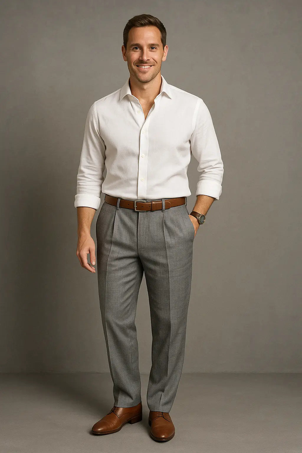 Mason Heren Broek Linnen Katoen Zakenbroek VIQA© NEDERLANDGrijs-2XL