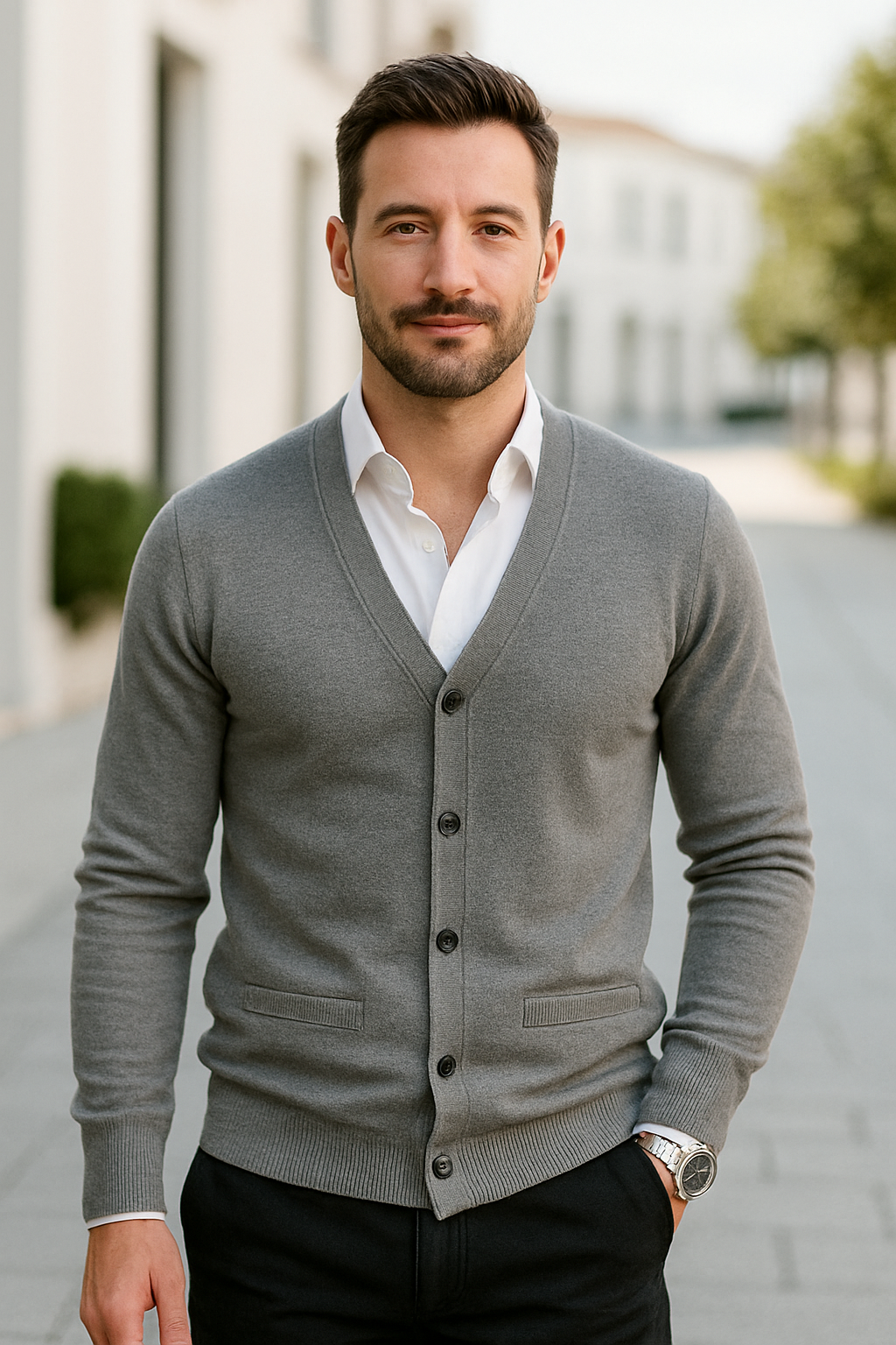 Herenvest Trui, Slim Pasvorm V-Hals Gebreid, Casual Herfst Langemouwen Effen Top | VIQA VIQA© NEDERLAND