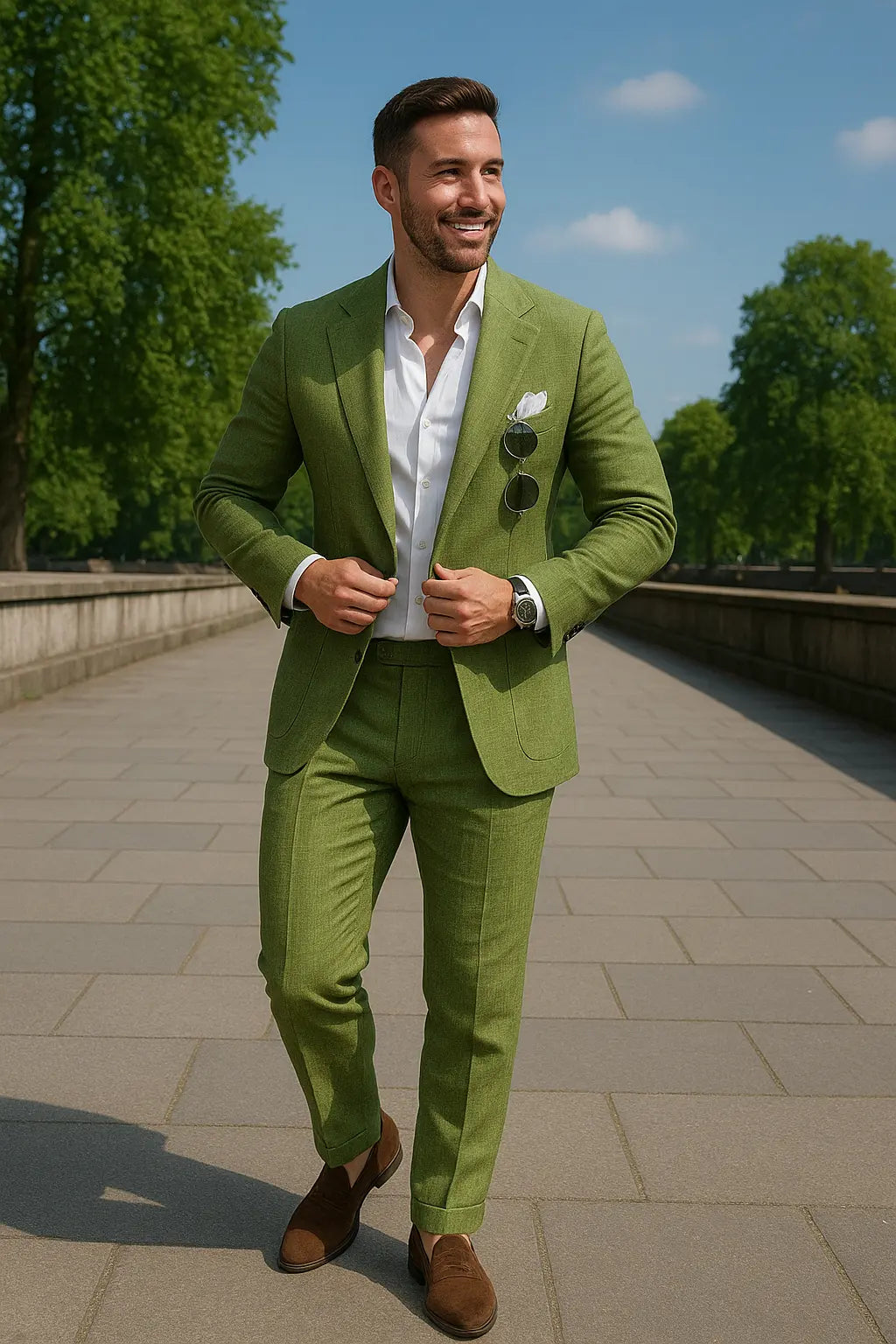 Linnen Herenset, Zomerdelige Tweedelige Blazer En broek, Casual Zakelijk Enkelknoops Kostuum | VIQA VIQA© NEDERLAND