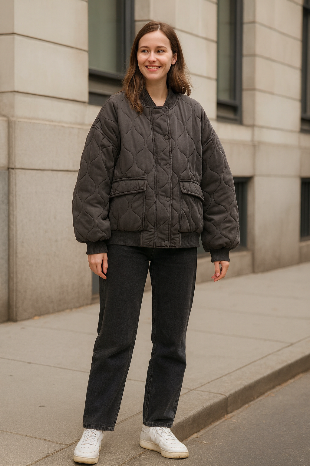 Dames Bomberjas, Casual Lange Mouwen Losse Winterjas | VIQA VIQA© NEDERLAND