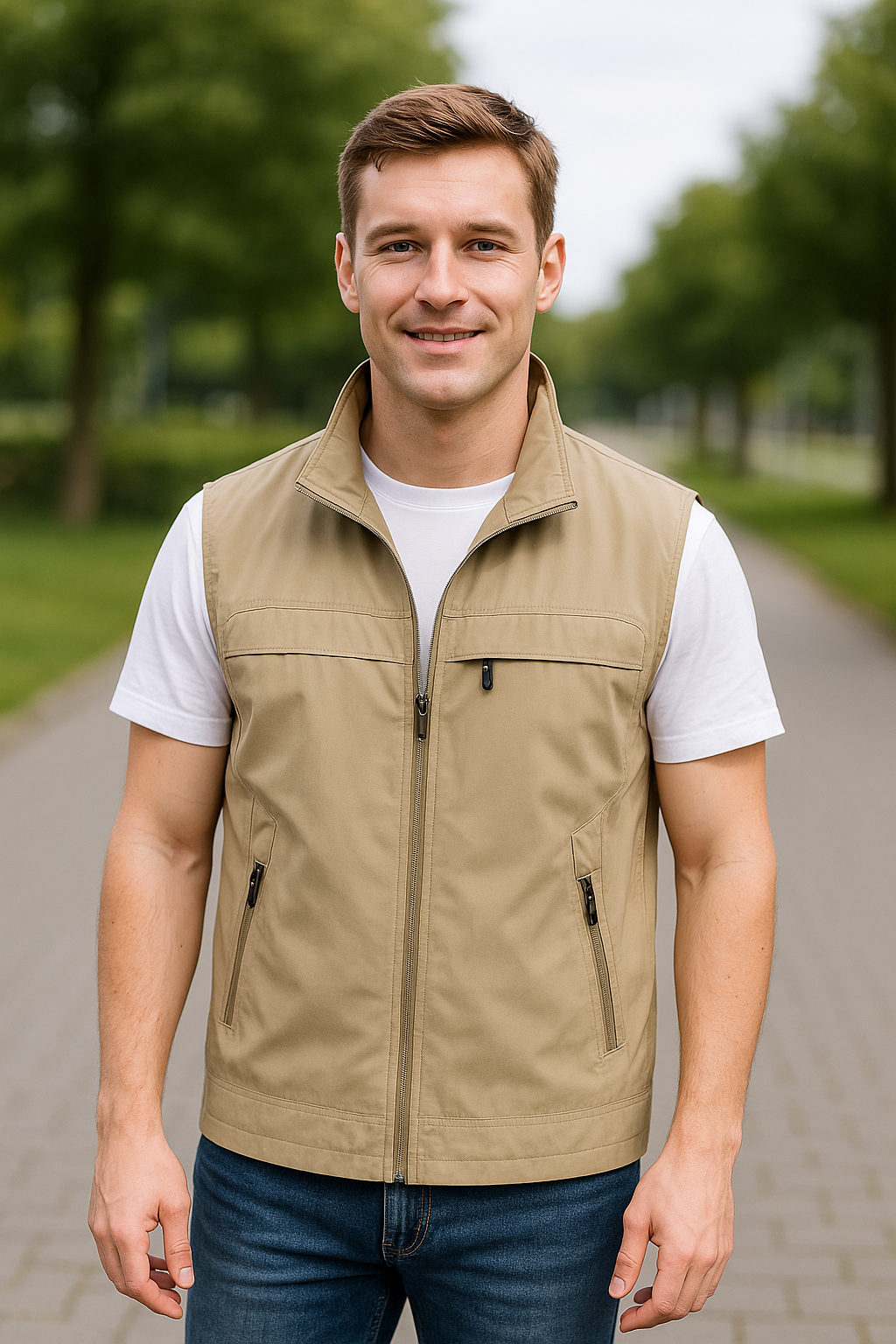 Sneldrogend Mouwloos Vest Met Meerdere Zakken Voor Heren, Casual Vest Met Opstaande Kraag Voor Buitengebruik | VIQA VIQA© NEDERLAND