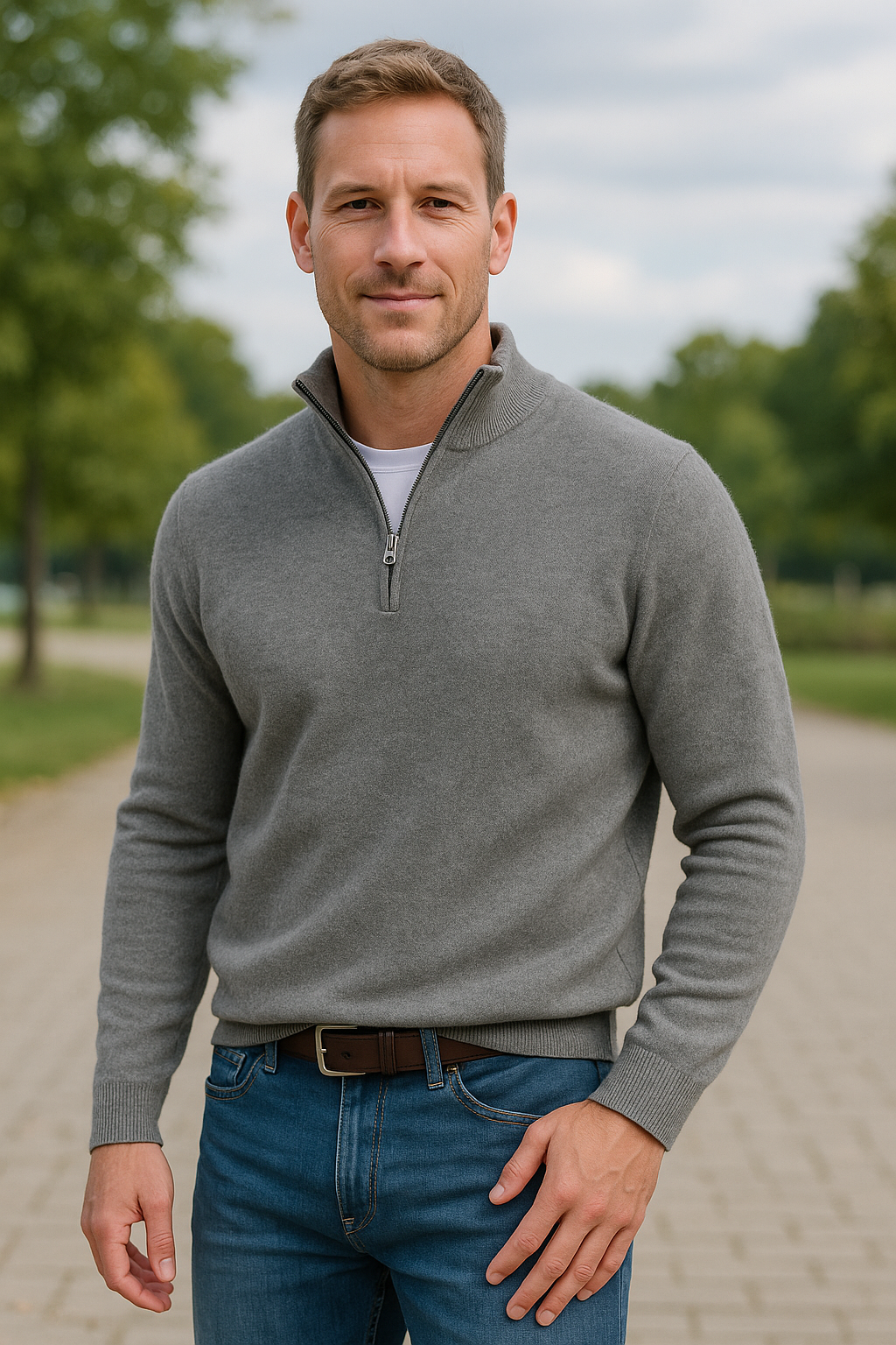 Heren Fleece Trui, V-Hals Lange Mouwen Polo Met Rits , Warme Winter Coltrui | VIQA VIQA© NEDERLAND