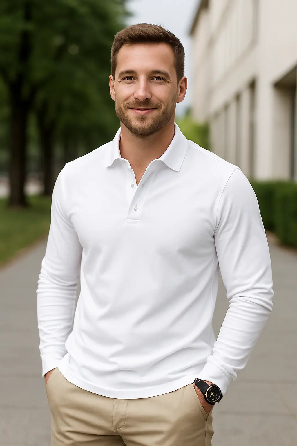 Effen Poloshirt Voor Heren, Aakelijke Casual Top Met Lange Mouwen, Reis- En Outdoor Vrijetijdskleding | VIQA VIQA© NEDERLAND