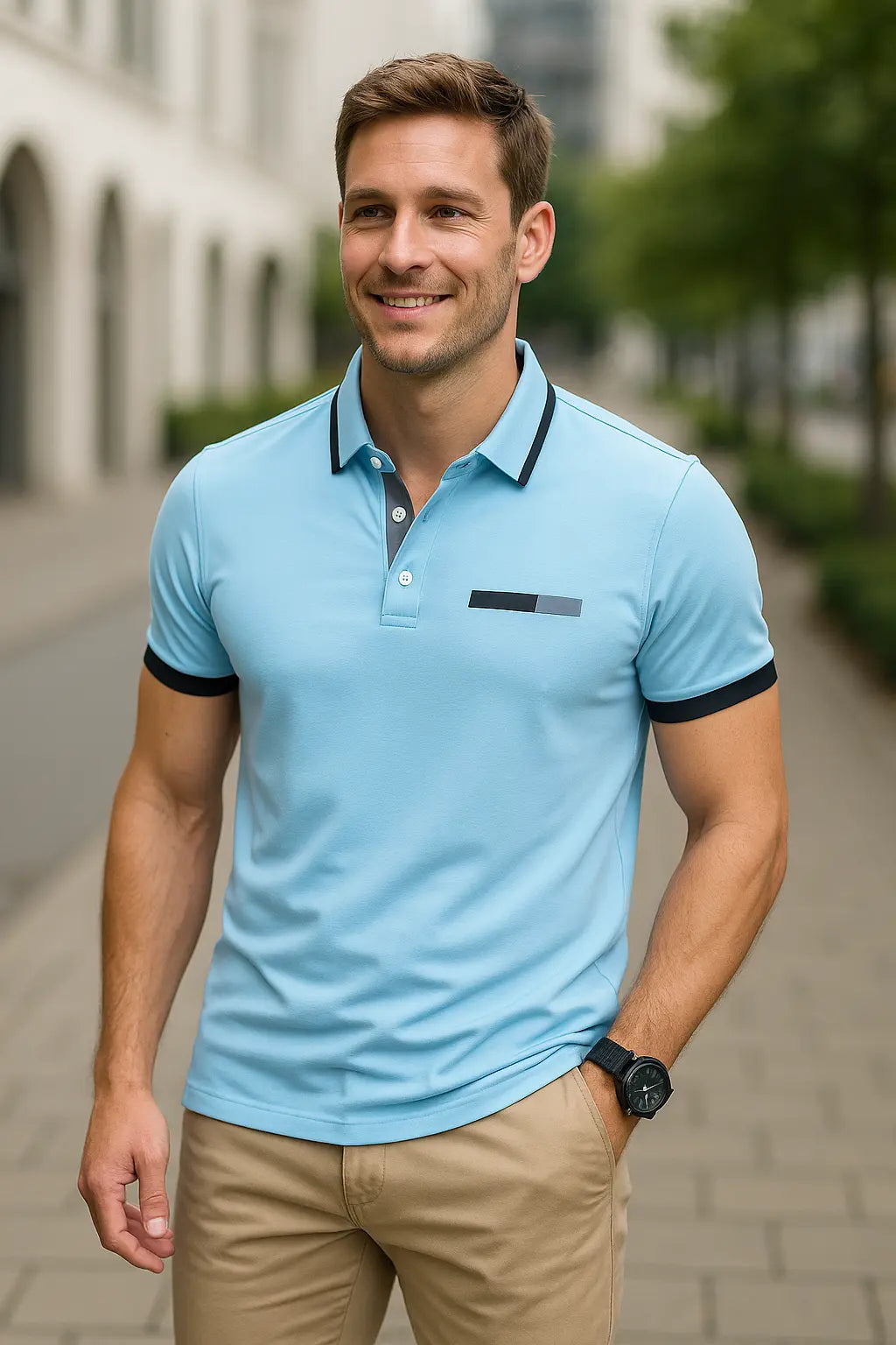 Gespierde Pasvorm Herenpolo Met Korte Mouwen VIQA© NEDERLAND