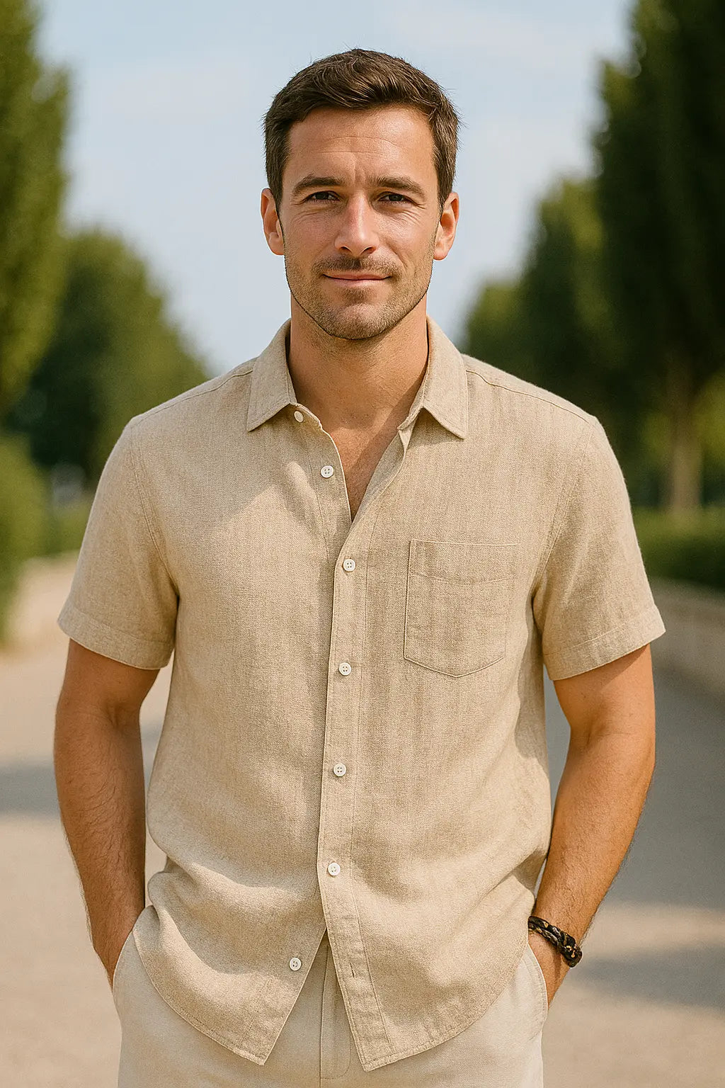 Heren Shirt Met Korte Mouwen, Zomerse Casual Strandkleding, Effen Kleur Gedraaide Kraag | VIQA VIQA© NEDERLAND