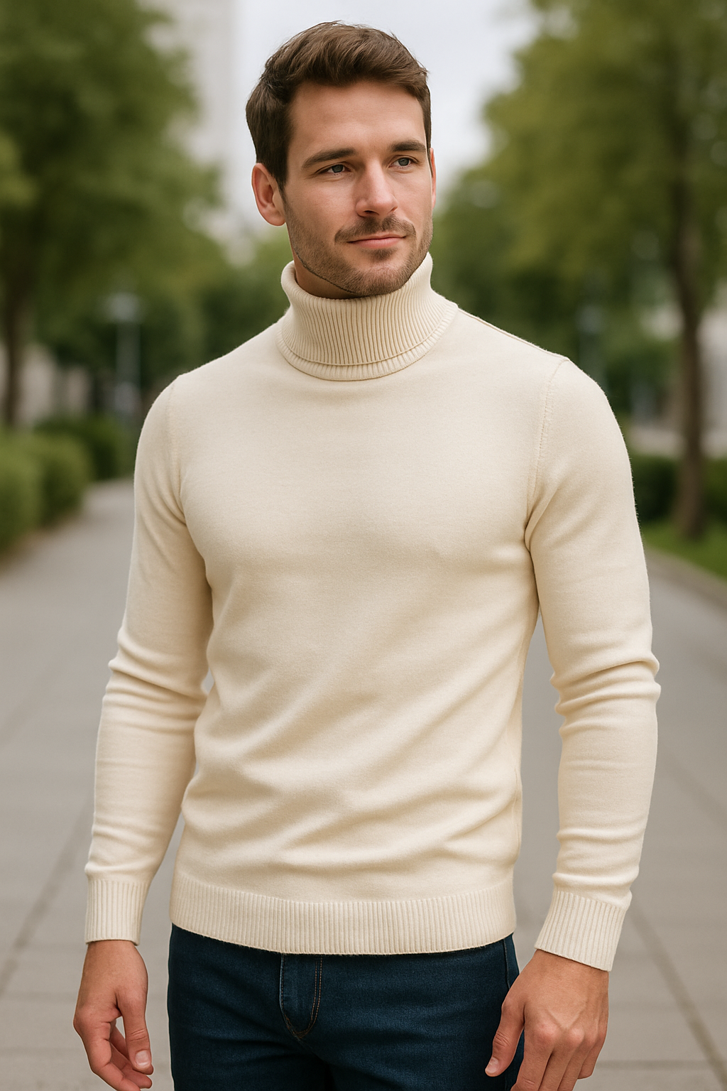 Heren Coltrui, Slim Pasvorm Effen Kleuren Trui, Warme Winter Hoge Hals Lange Mouwen Top | VIQA VIQA© NEDERLAND