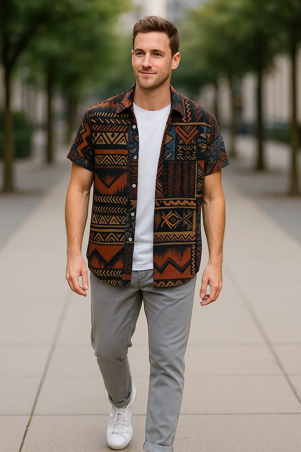 Heren Zomer Overhemd, Etnische Stijl Korte Mouwen Casual Loszittend Ademend Hawaiiaans Overhemd | VIQA VIQA© NEDERLAND