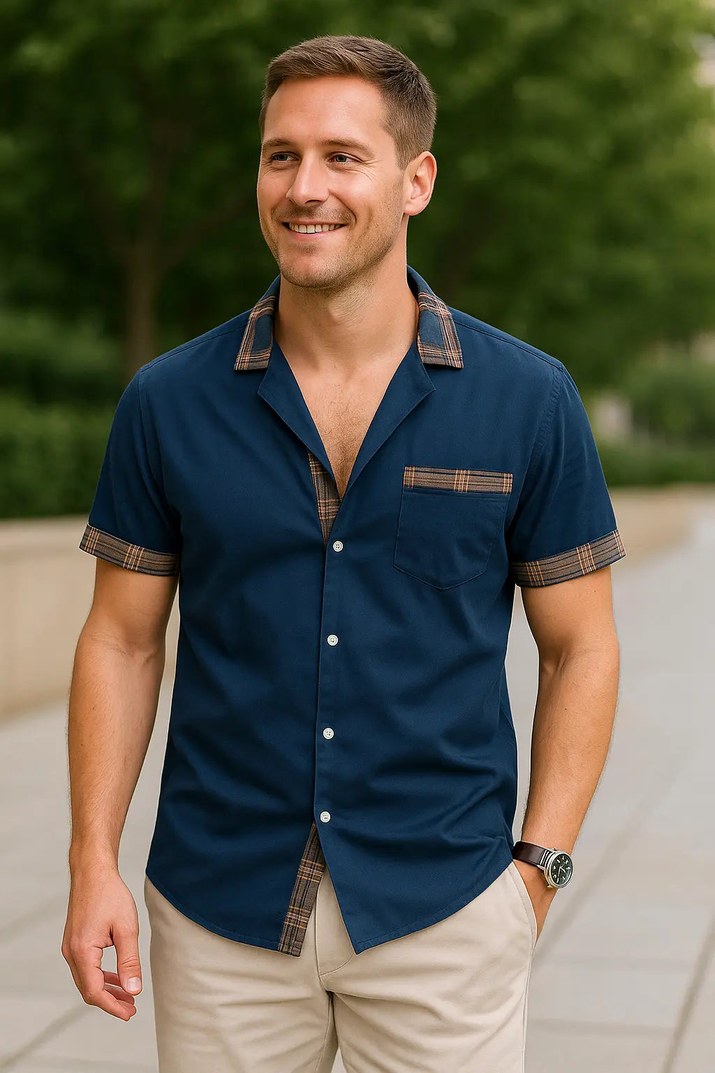 Heren Casual Zomer Shirt, Lichtgewicht Ademend Kap Top, Los Fit Met Zak | VIQA VIQA© NEDERLAND