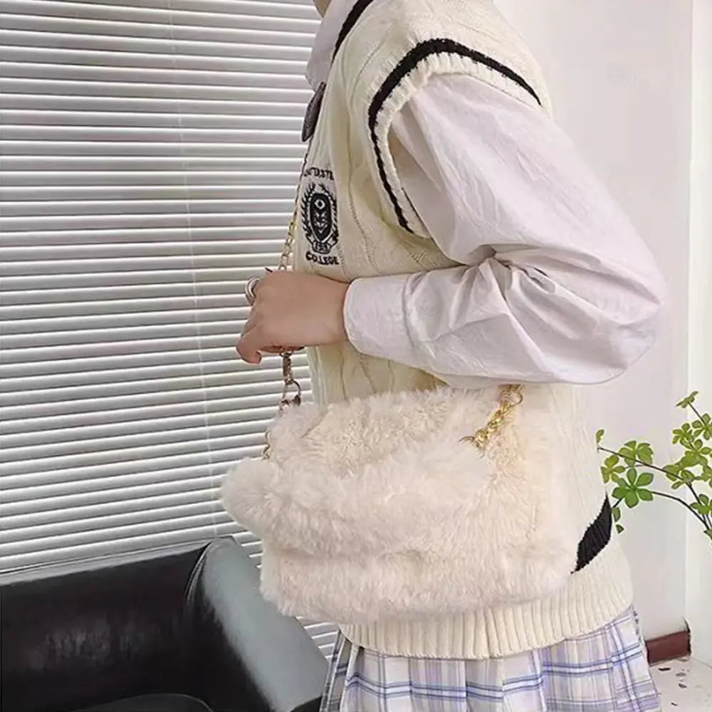 Dames Hand- En Schoudertas Van Pluche VIQA© NEDERLANDCrème