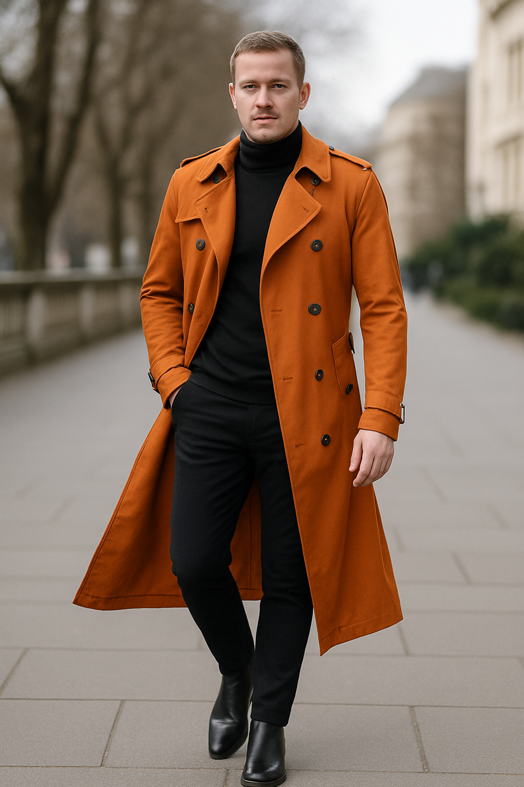 Heren Lange Trenchcoat, Overjas, Effen Kleur Casual Windjack | VIQA VIQA© NEDERLAND