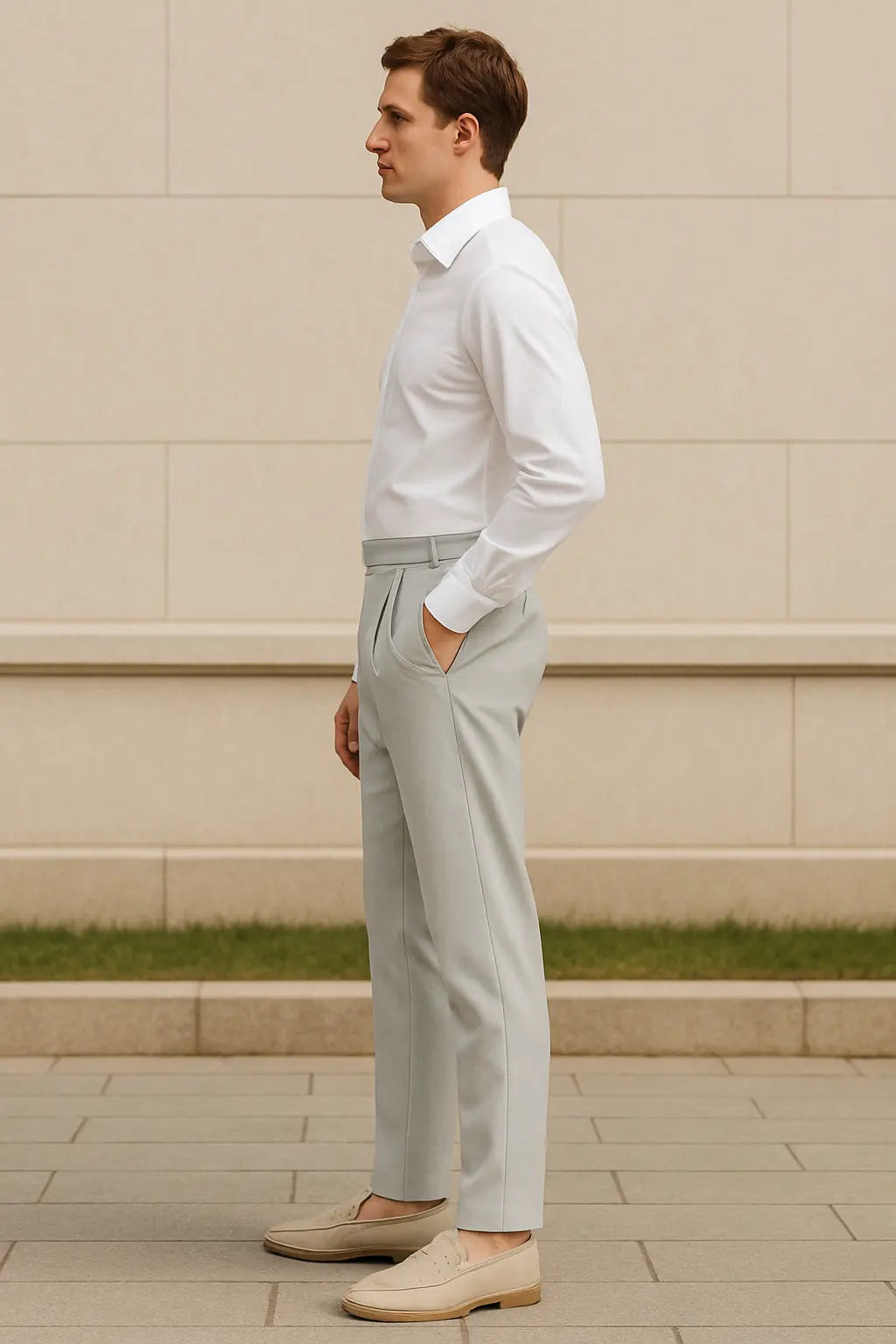 Heren Pantalon, Hooggetailleerde Rechte Broek, Zakelijke Stijl Met Riem | VIQA VIQA© NEDERLAND