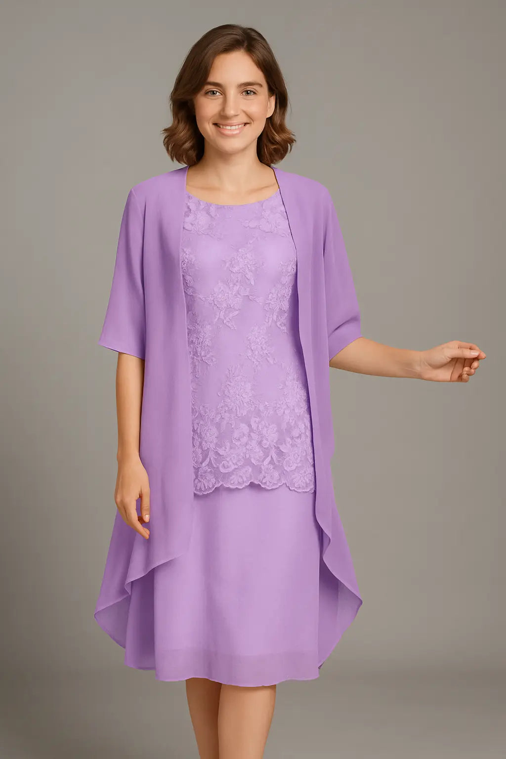 Isabella Dames Elegante Tweedelige Chiffon Jurk VIQA© NEDERLANDPaars-2XL