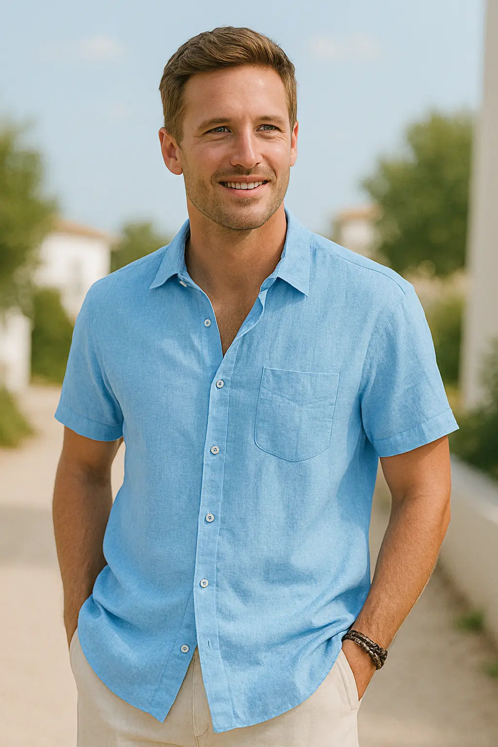 Heren Katoen Korte Mouw Shirt, Zomer Casual Effen Kleur Top | VIQA VIQA© NEDERLAND