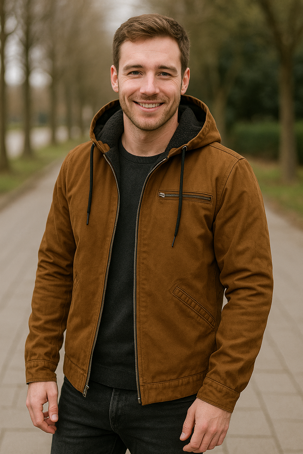 Heren Katoenen Gewatteerde Jas, Casual Effen Rits Parka, Winter Trendy Losse Jas | VIQA VIQA© NEDERLAND