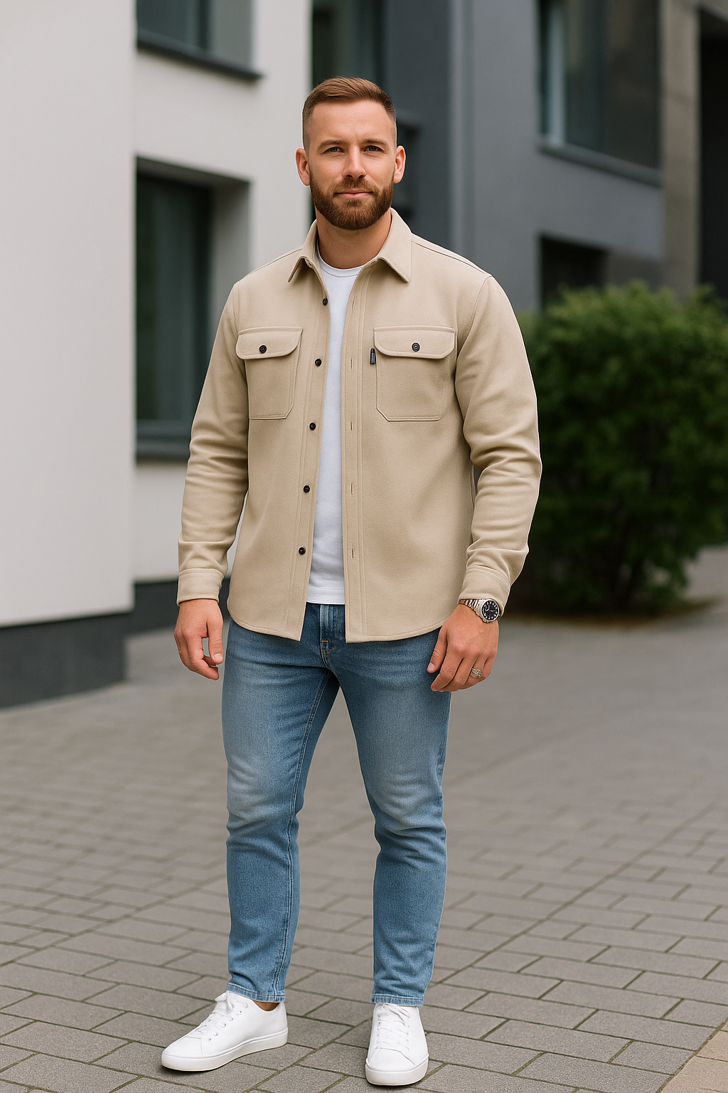 Casual Overhemdjasje Voor Heren, Enkelrijks Jasje Met Lange Mouwen En Revers, Gerfst, Winter Bovenkleding | VIQA VIQA© NEDERLAND