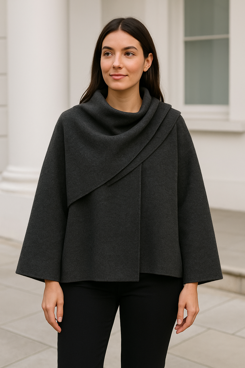 Elegante Dames Vest, Jas Met Lange Mouwen En Sjaal, Warm Herfst- En Winter Model Voor Woon-Werkverkeer | VIQA VIQA© NEDERLAND