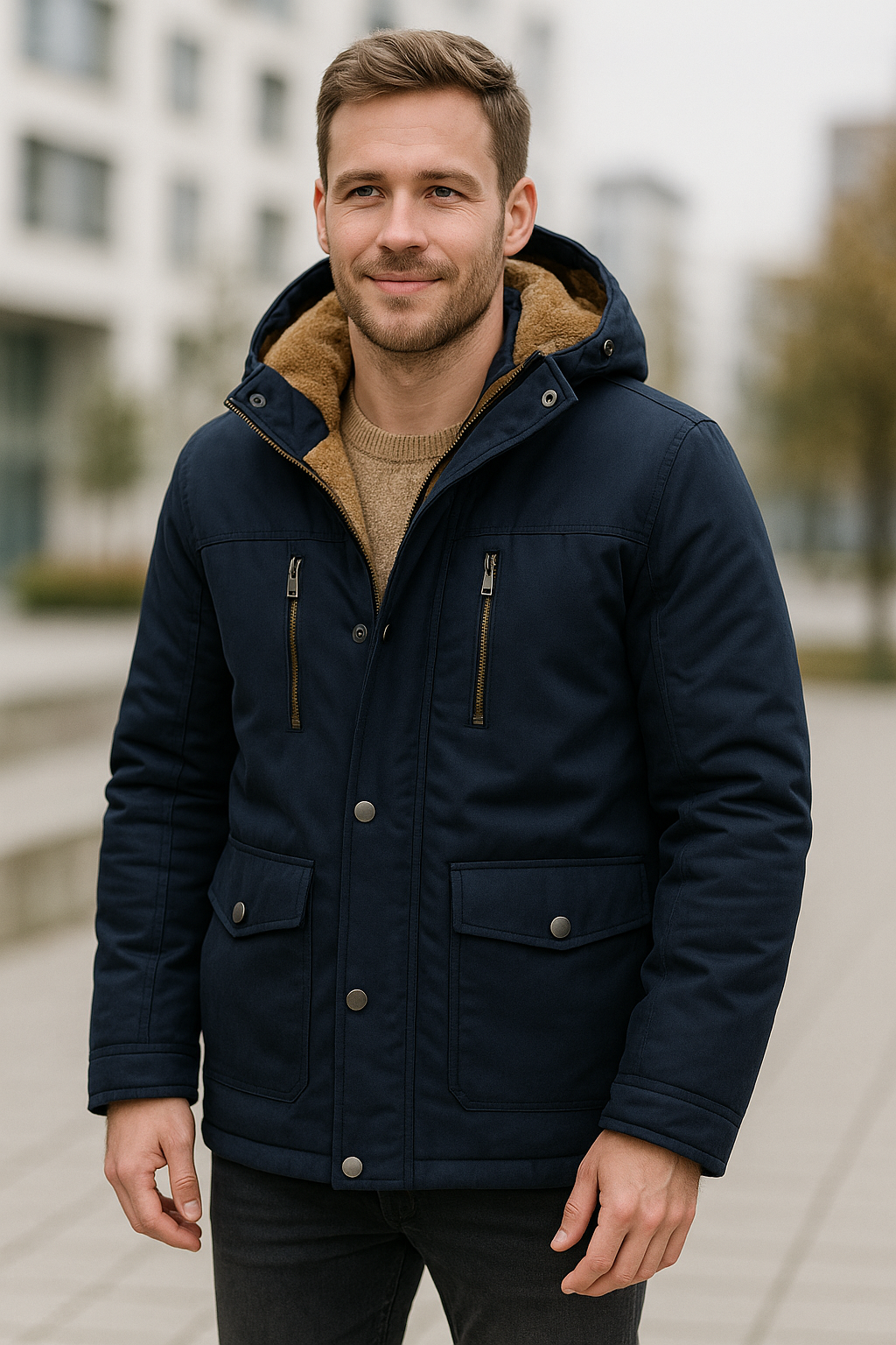 Outdoor Parka Jas Voor Heren, Dikke Fluwelen Winterjas Met Meerdere Zakken, Warme Casual Bovenkleding | VIQA VIQA© NEDERLAND